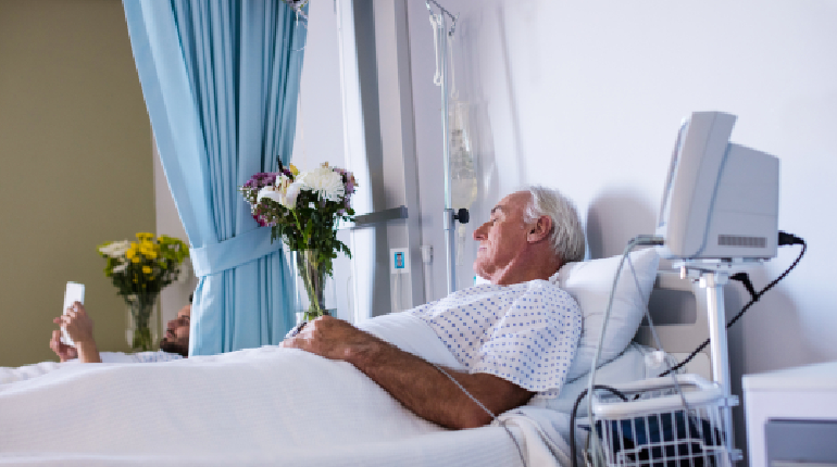 The elegant, fully equipped recovery room of a Luxury Old age home with round the clock healthcare in India.