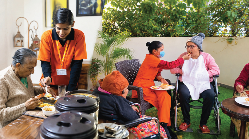 How old age home for 24×7 healthcare in India manages advanced dysphagia and nutritional decline