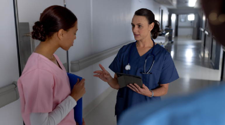 Certified caregivers & nurses responding rapidly from a floor-specific nurse station.